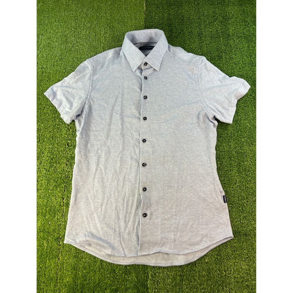 Stone Rose Light Blue Short Sleeve‎ Button Down Casual Shirt Mens Small